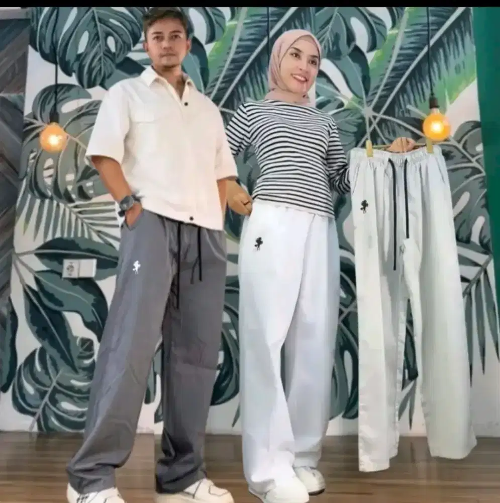 Celana baggy highwaist pinggang karet