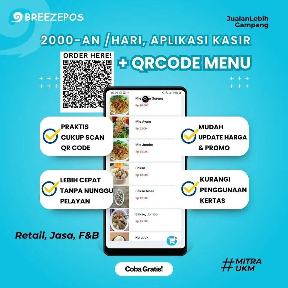 BreezePOS: Aplikasi kasir Pos Android, Dilengkapi QRcode Menu.