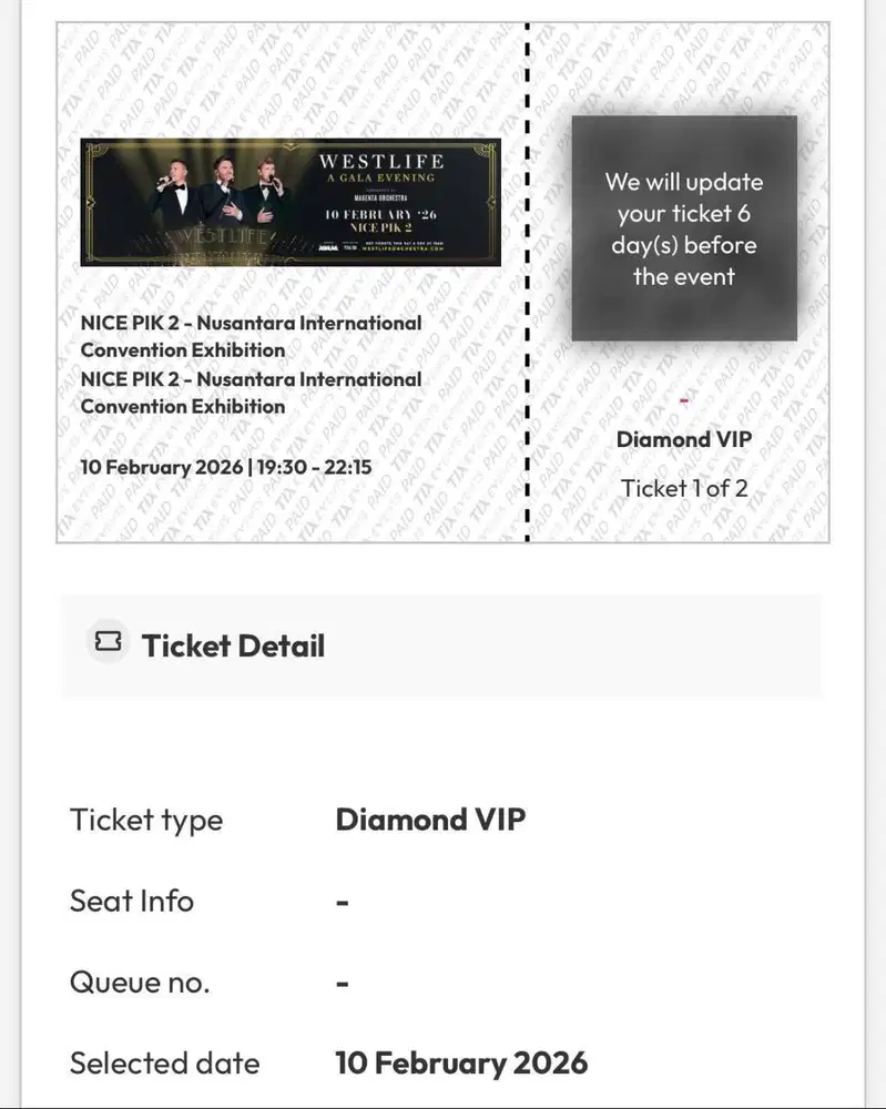 TIKET KONSER GALA WESTLIFE 10 FEB 2026