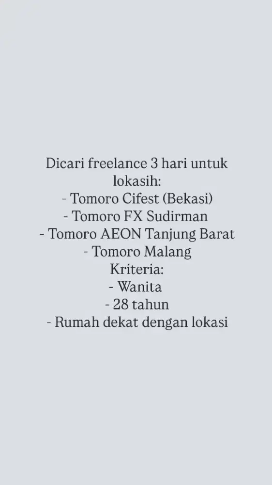 Butuh Freelance untuk jaga toko