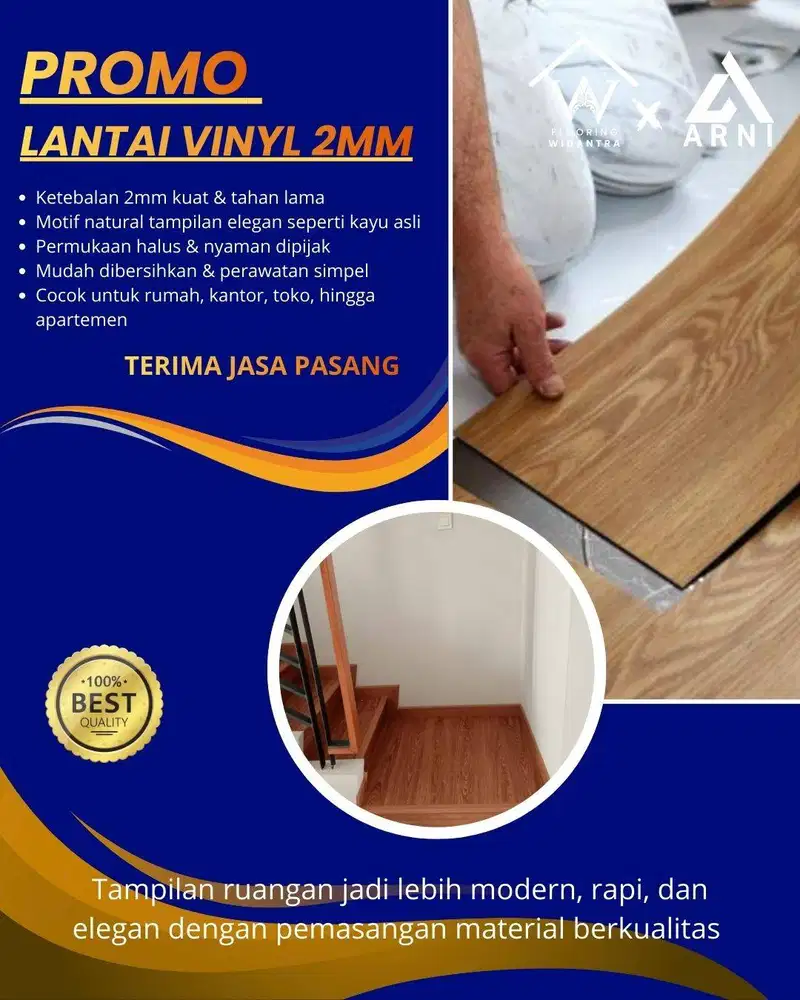 PROMO Lantai Vinyl Arni Plank Wood Series 2mm | Elegan | Natural |