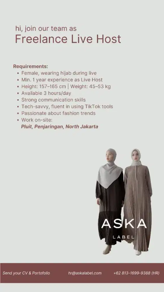 Freelance host live dan admin gudang