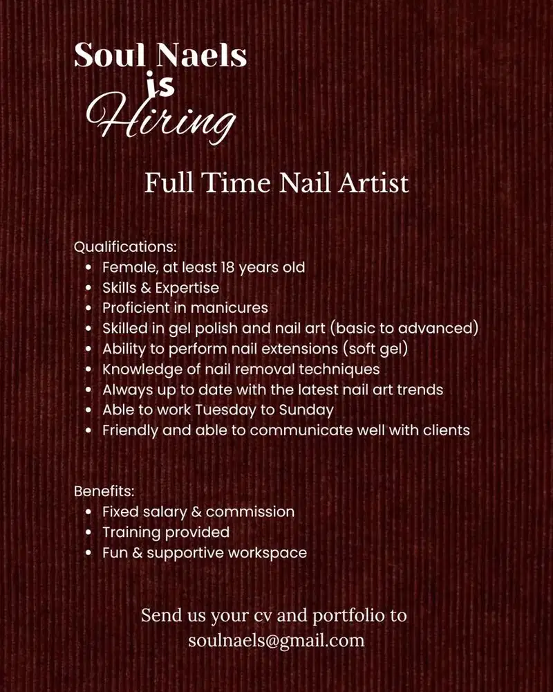 Hiring! Full Time Nail Artist
