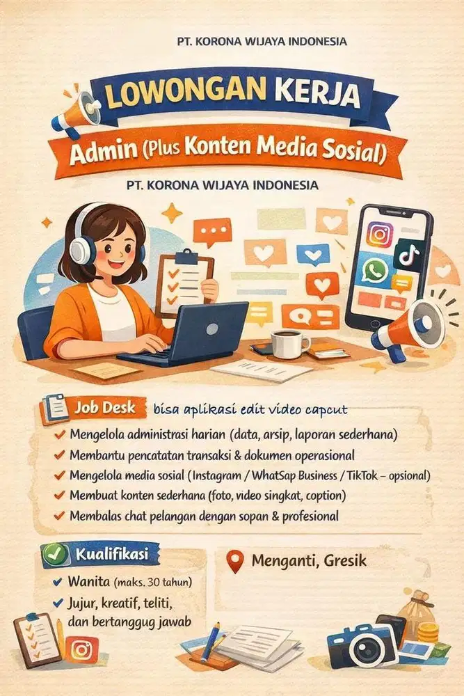 Lowongan admin dan konten