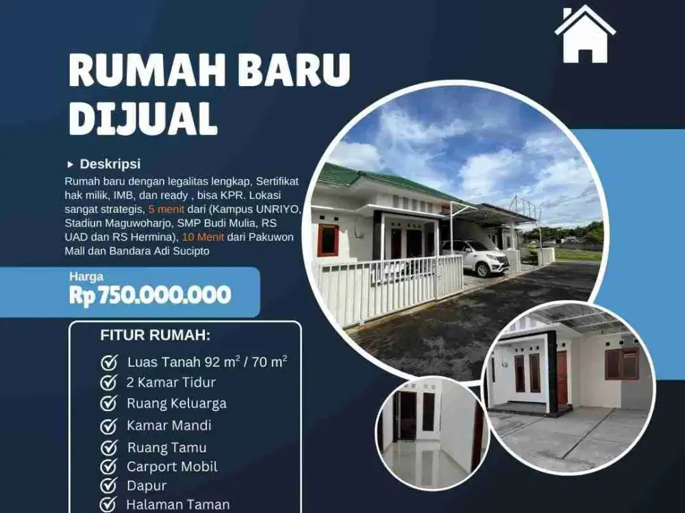 Rumah cluster di dekat sekolah budimuliya tajem dekat stadion maguwoharjo