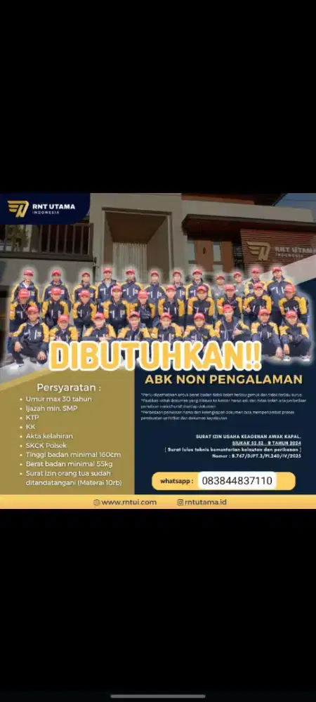 Lowongan kerja ABK Kapal luar negeri