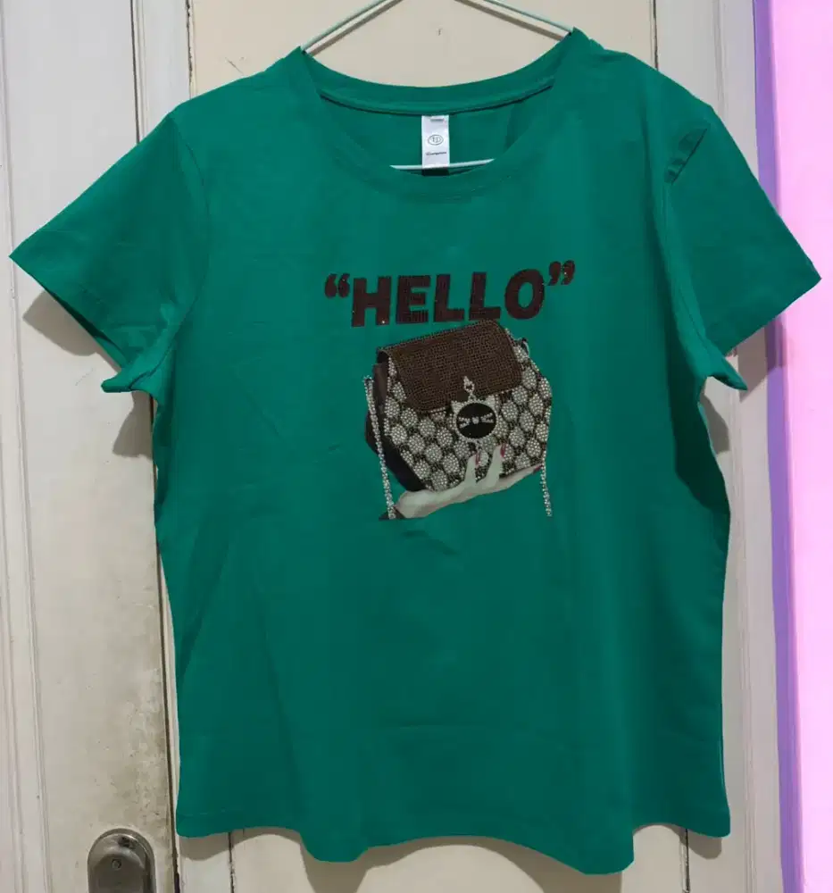 Atasan Blouse Kaos Tebal Hijau