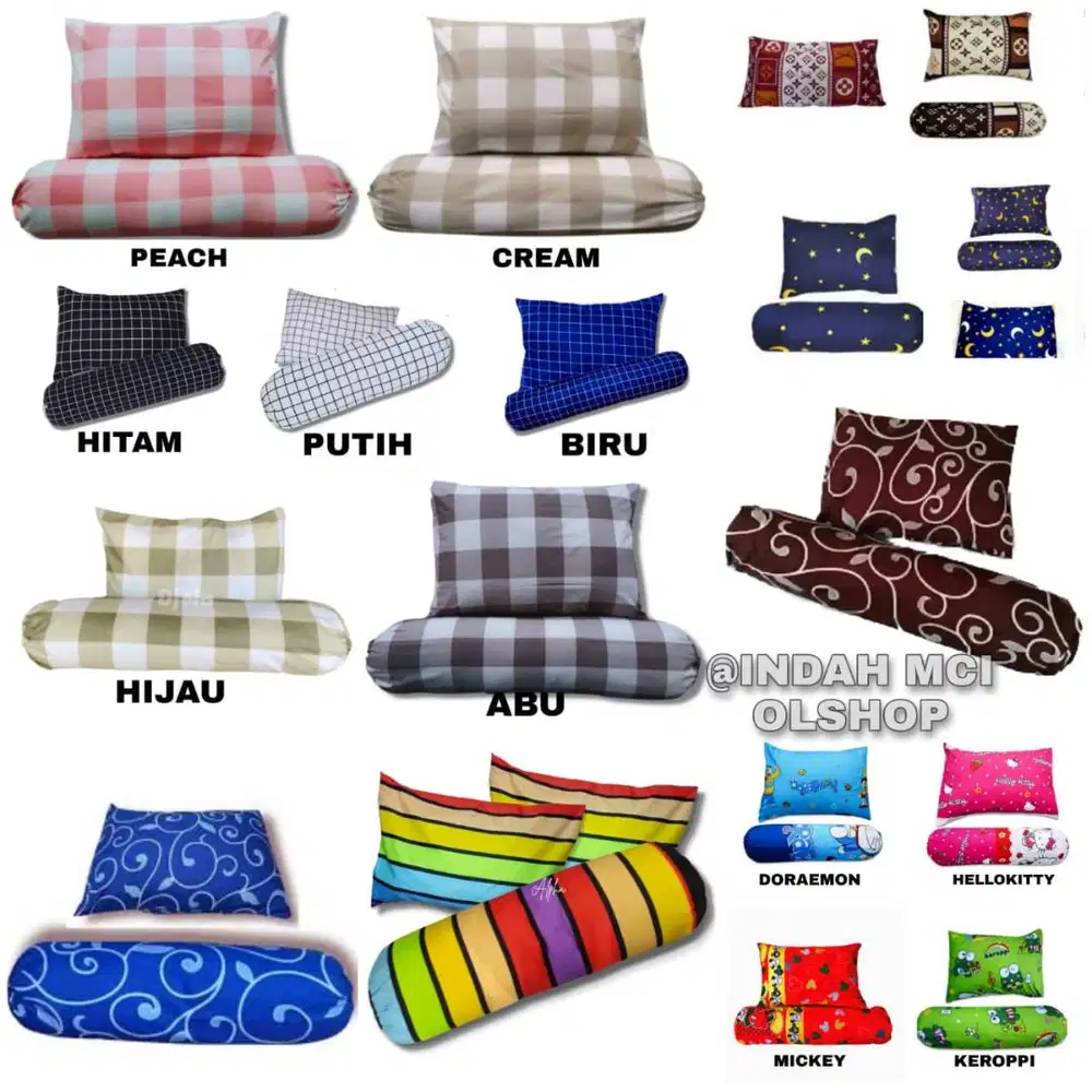 Sarung Bantal / Sarung Guling Motif Kotak Aesthetic