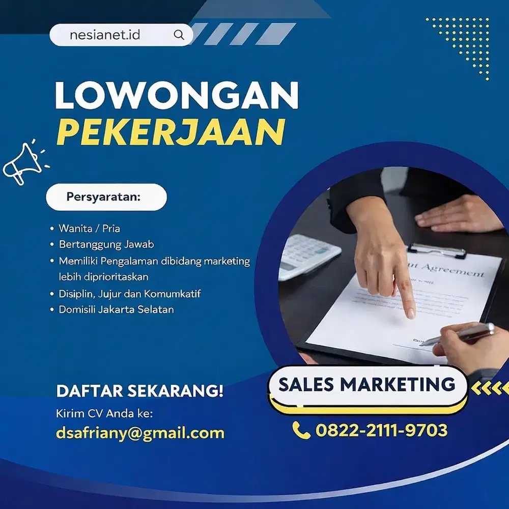 lowongan kerja jadi sales marketing