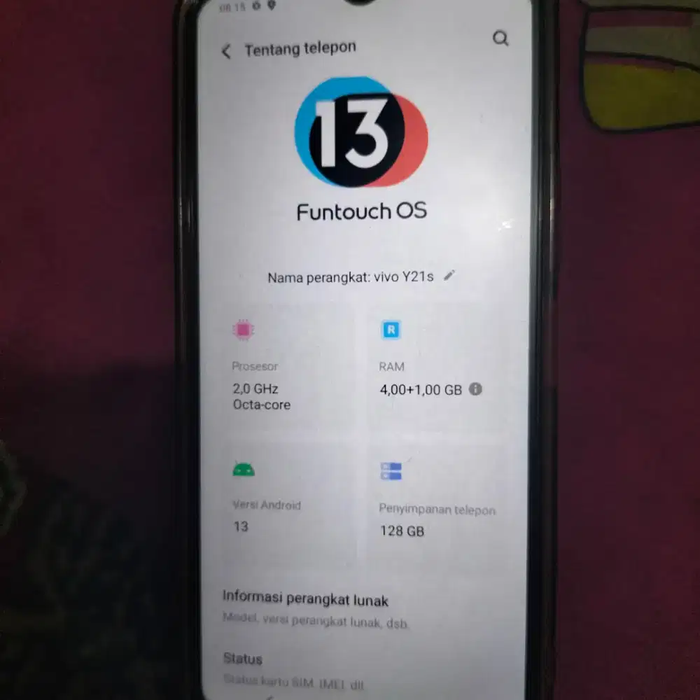 Vivo y21s ram 4+1/ 128 gb