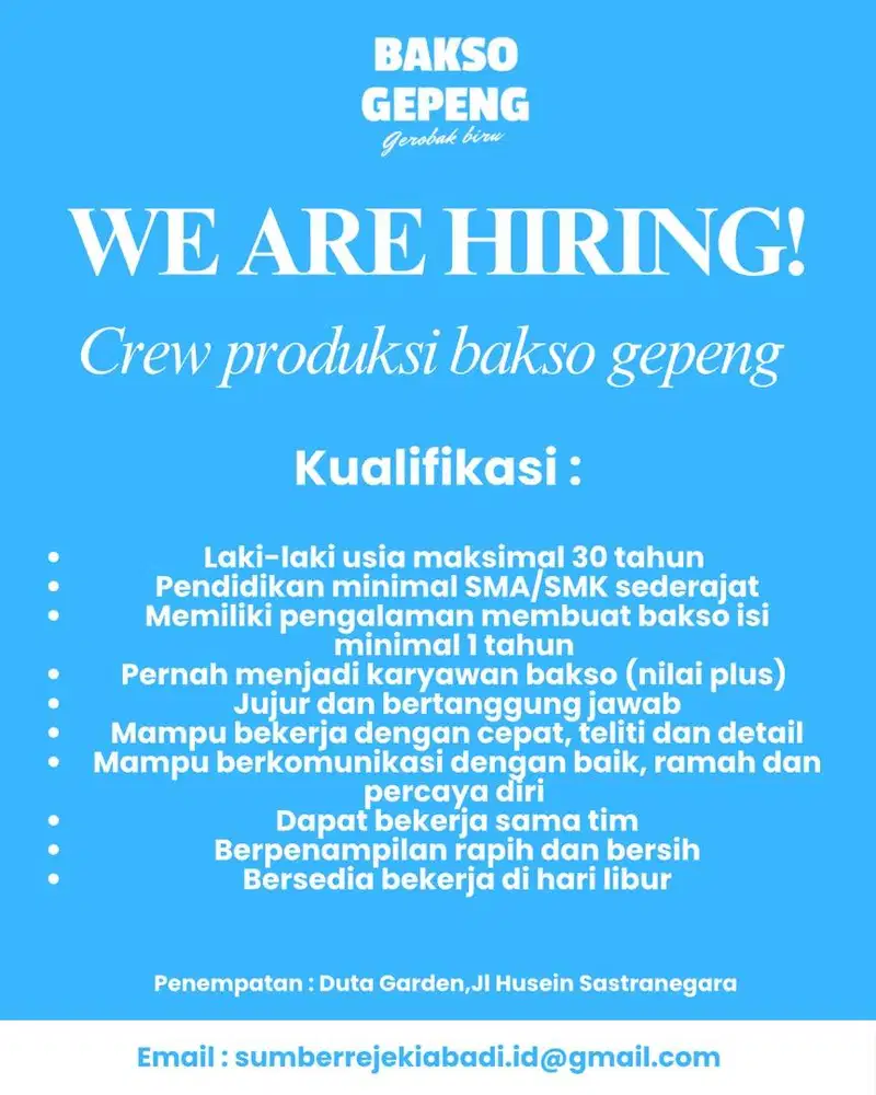 Crew produksi bakso gepeng