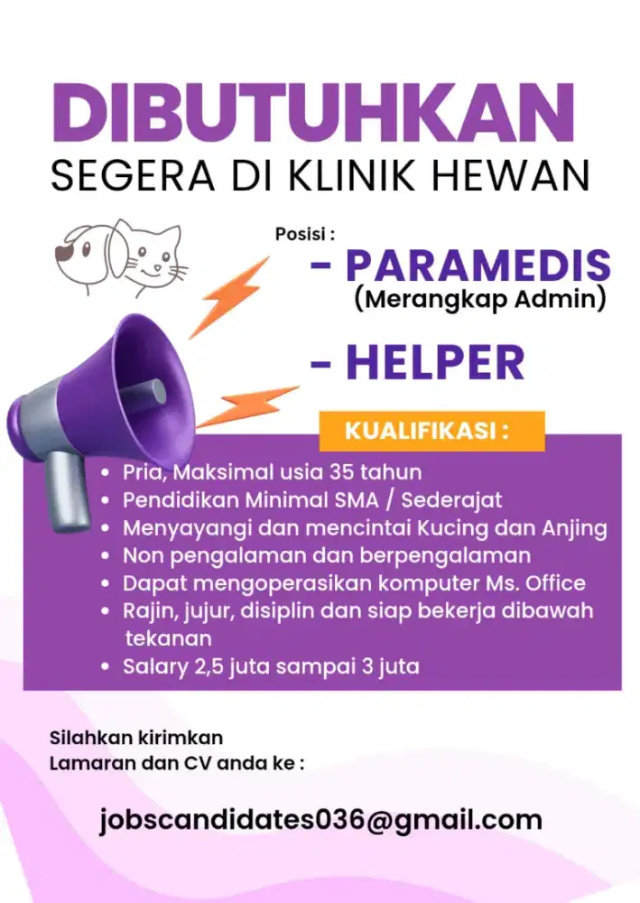 Lowongan kerja klinik hewan