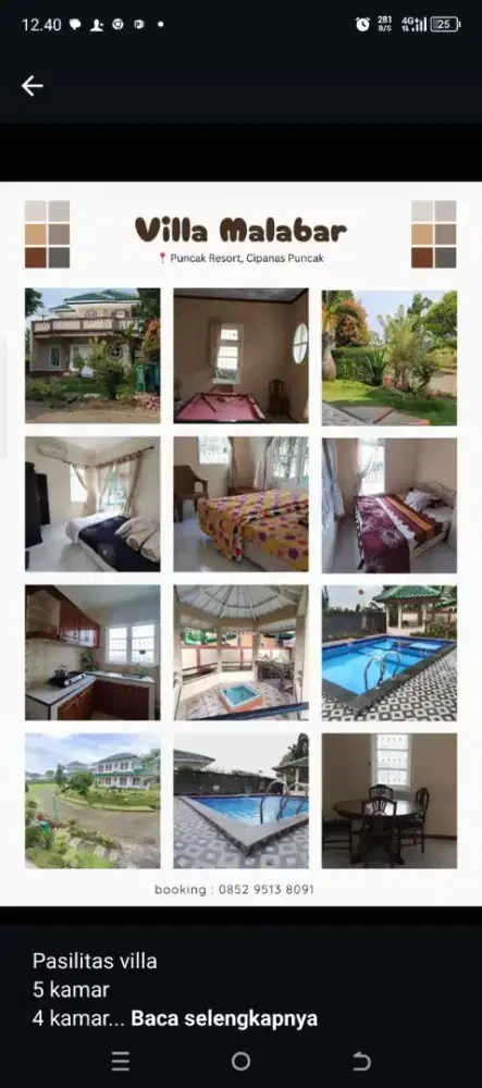 Dijual villa 2 lantai di puncak resort