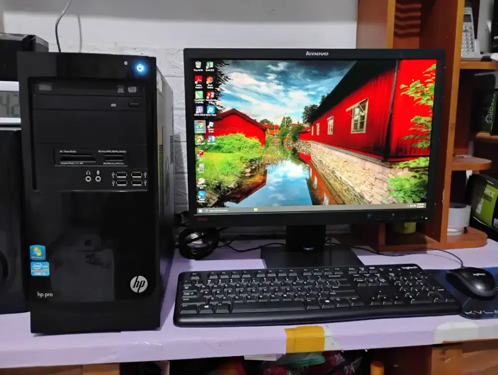 Pc editing HP intel core i5 + ram 8gb + monitor 22inch fullset