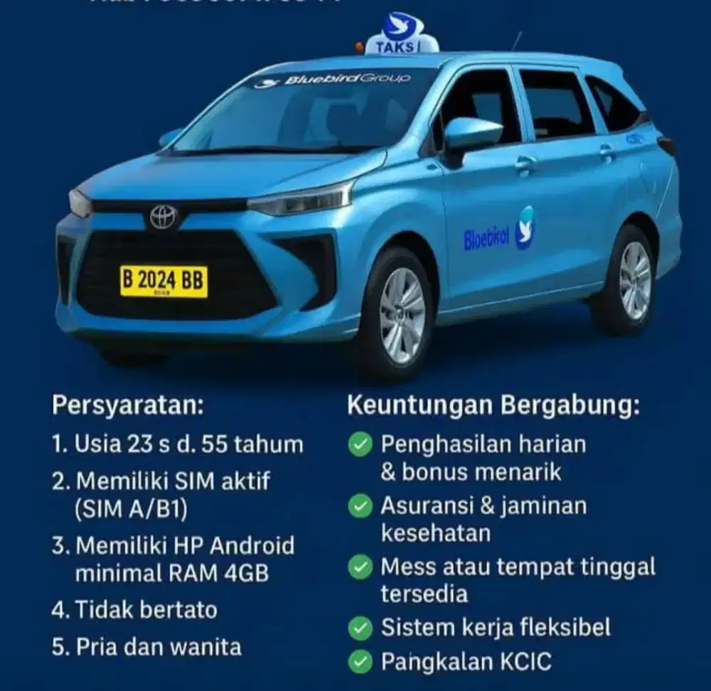 Loker Driver/sopir/supir/pengemudi Taksi Bluebird