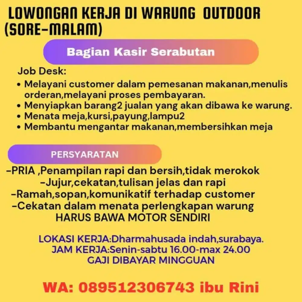 Lowongan kerja sore-malam