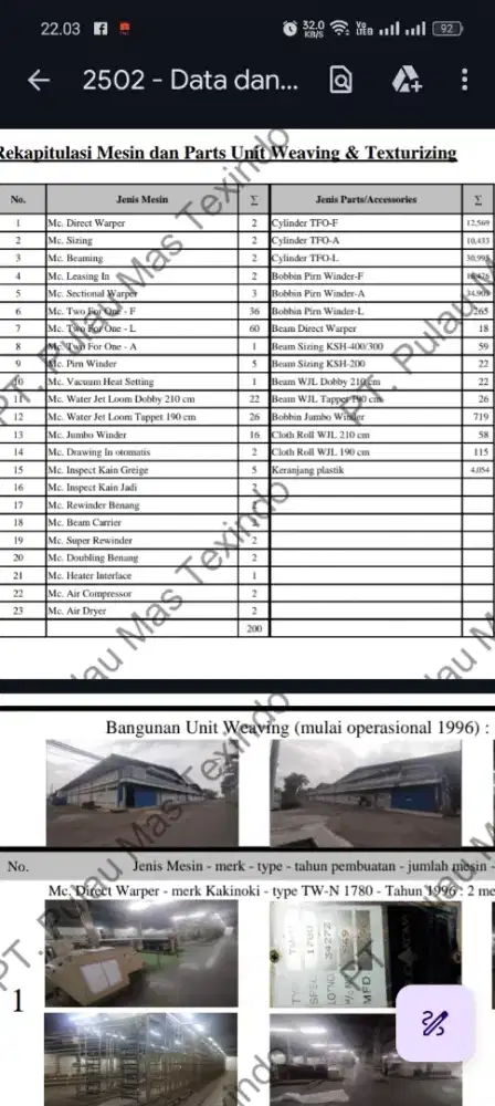 Mesin weaving dan texturizing