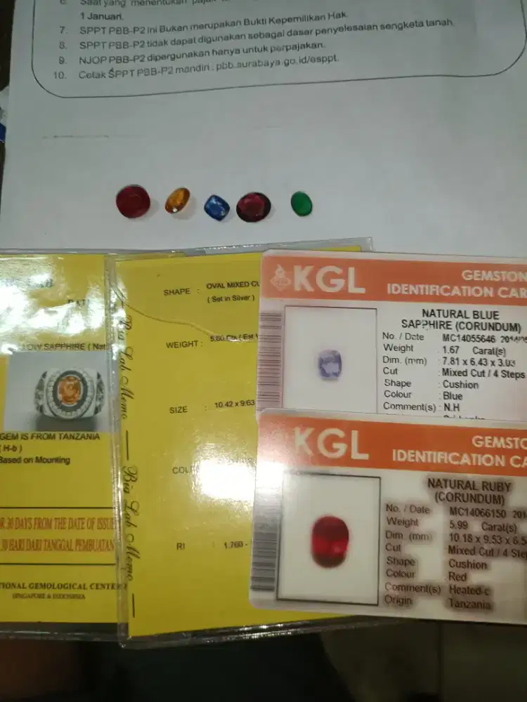 Dijual batu permata lkp dgn memo sertifikatnya