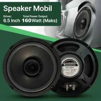 Roadstar Speaker Subwoofer Mobil HiFi 6.5 Inch 160W 1 PCS