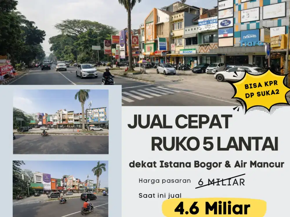 Jual Murah Ruko 5 Lantai Turun Harga Lokasi Strategis dekat Istana Bogor!