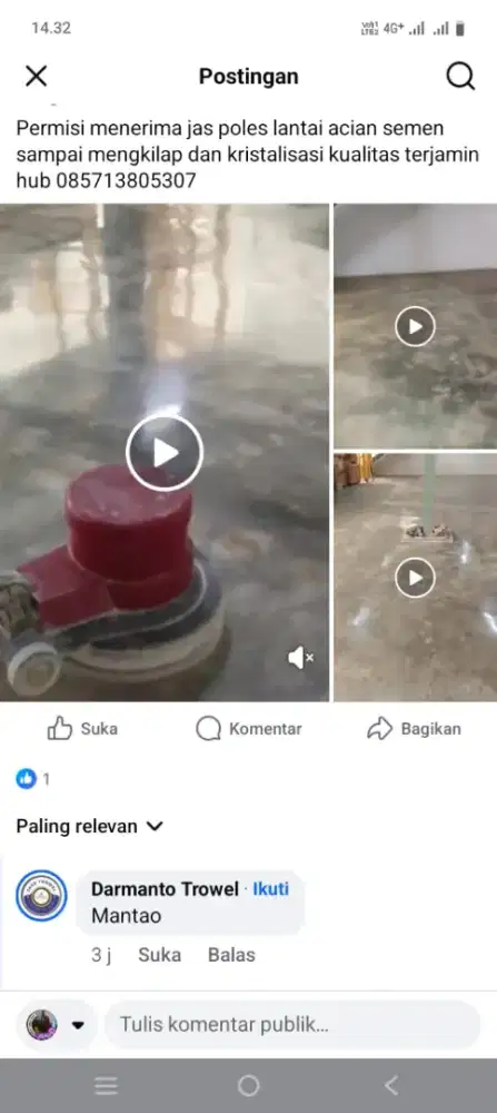 Jasa poles lantai,. marmer,granit,traso,tegel,acian semen,beton dll.