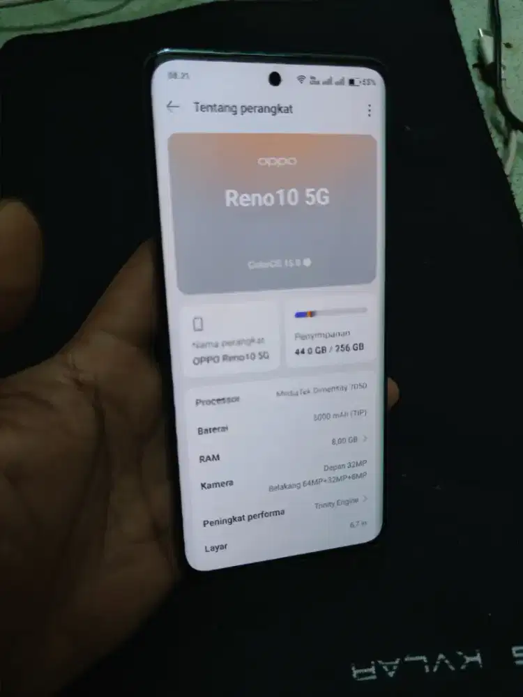 Oppo Reno 10 5g. Ram 8/256. Hp + Charher Ori.