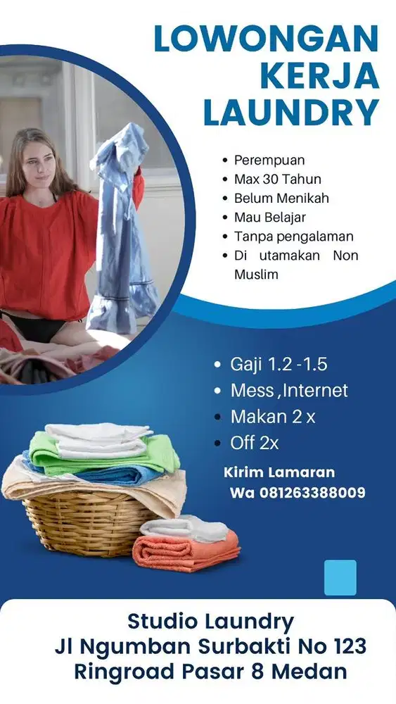 Dibutuhkan karyawan laundry