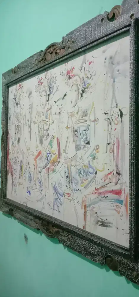 Di jual lukisan sketsa penari bali dengan pigura ukiran full