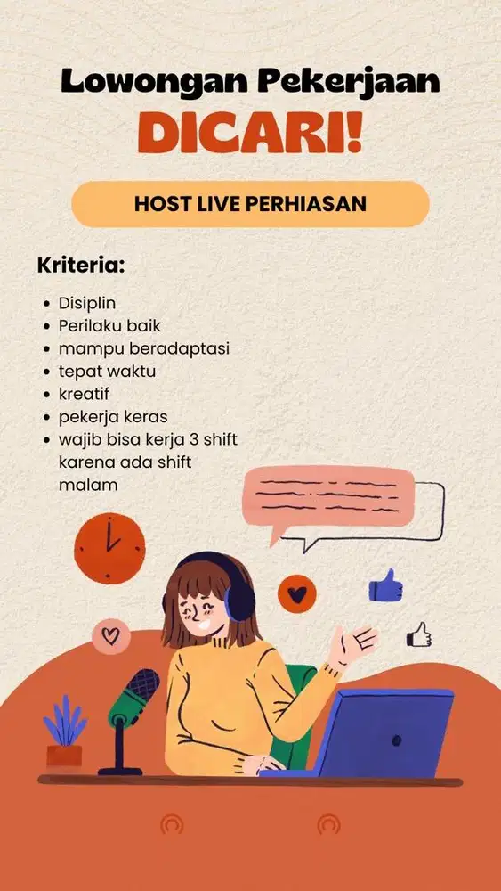 Dibutuhkan segera host live perhiasan