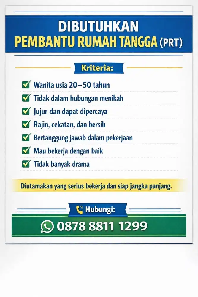 Lowongan pembantu rumah tangga