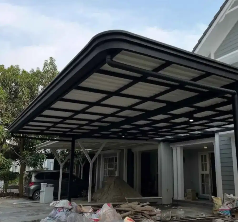 Pasang canopy alderon single dan atap bocor