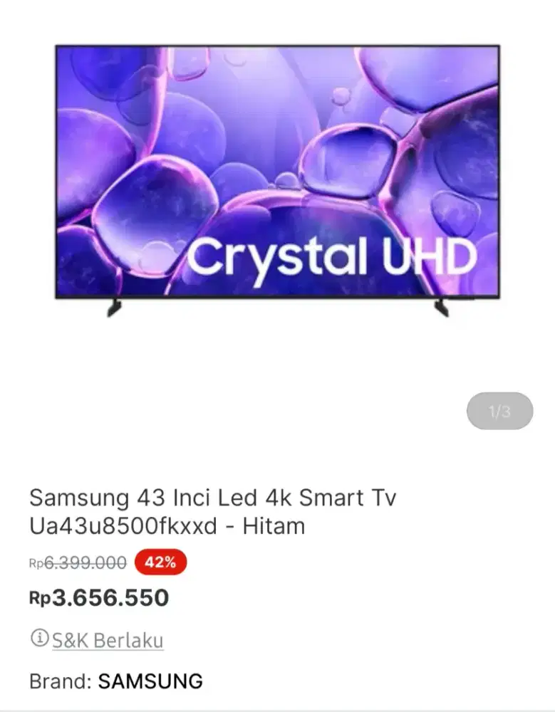 Tv samsung 43u8500 promo terbatas