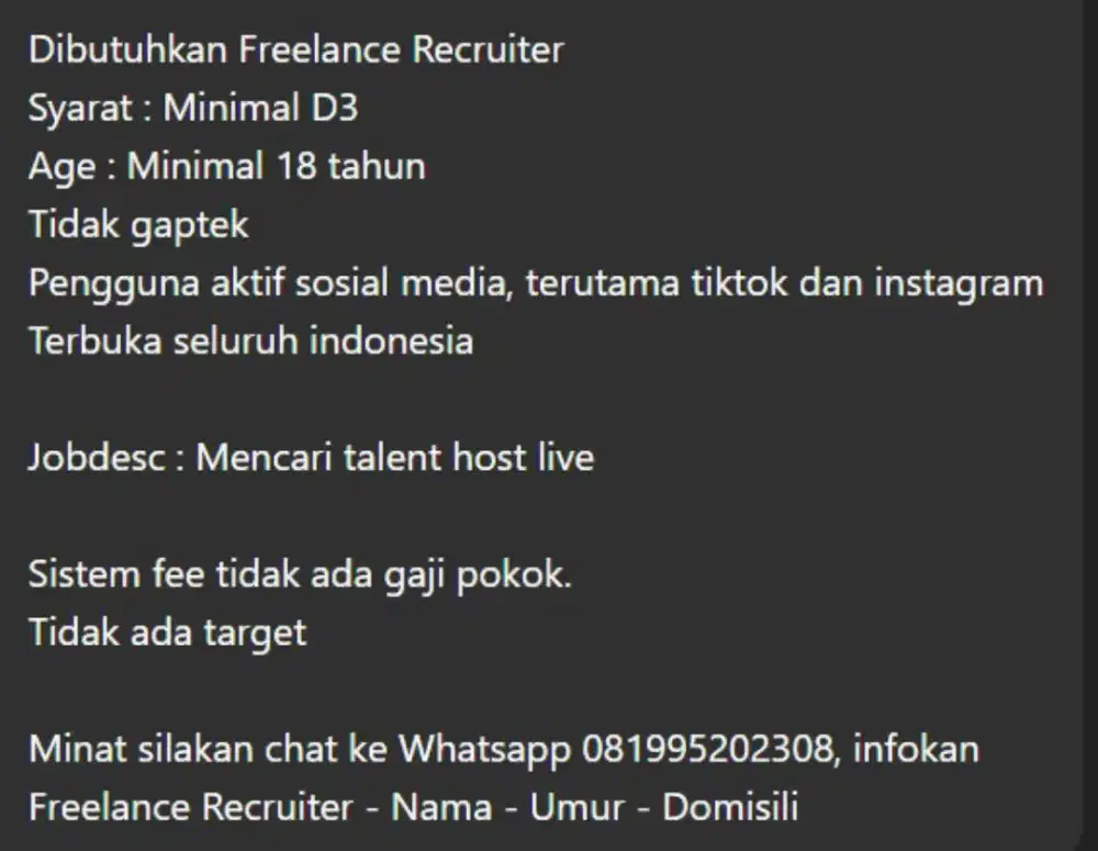 Freelance Admin Recruiter