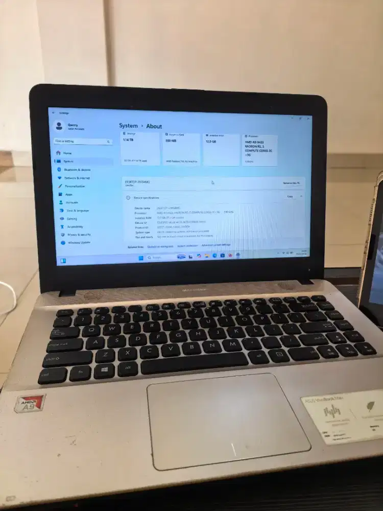 Laptop ASUS VivoBook – Siap Pakai | RAM 12GB | HDD 1TB | AMD A9