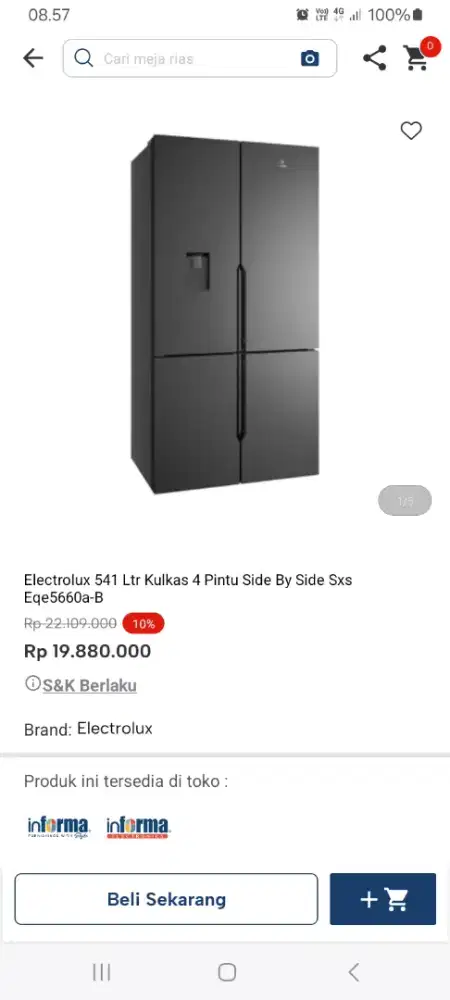 PROMO KREDIT ELECTROLUX 541 LTR KULKAS 4 PINTU SBS