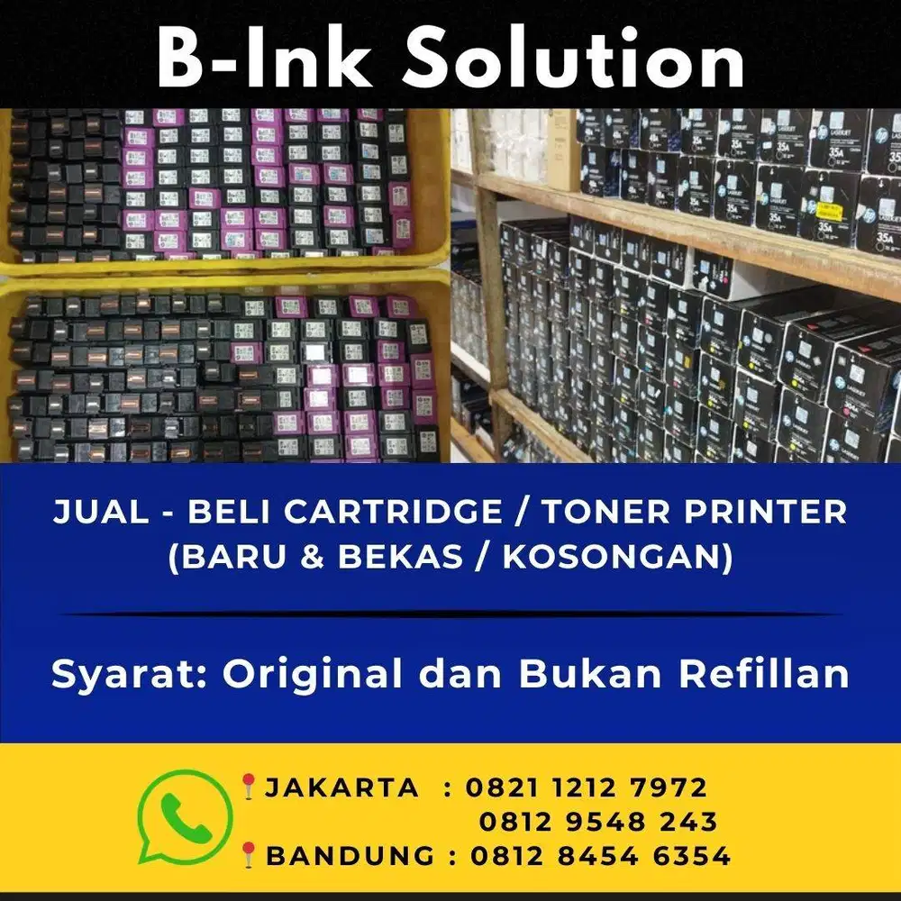 Kami menerima Catridge/Toner Baru dan Cartridge Bekas HP & Canon.