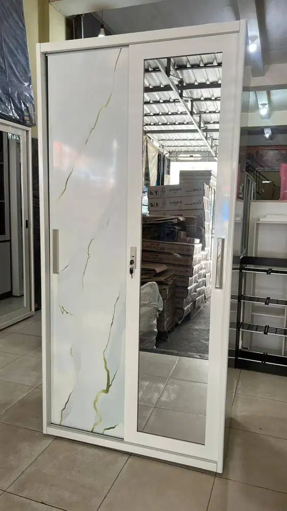 Lemari Besi Sliding Baju Pakaian 2/3/4 Pintu Geser