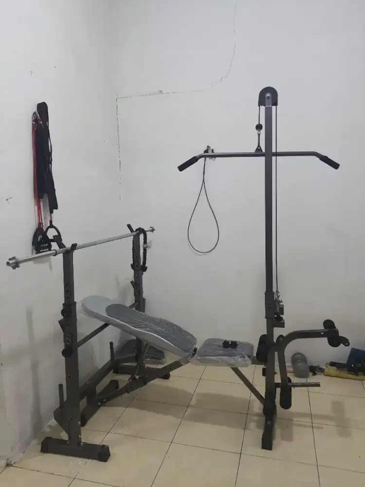 Bench Press+Back+Leg(Free Stik 1,8m+40kg beban)All in Multifungsi