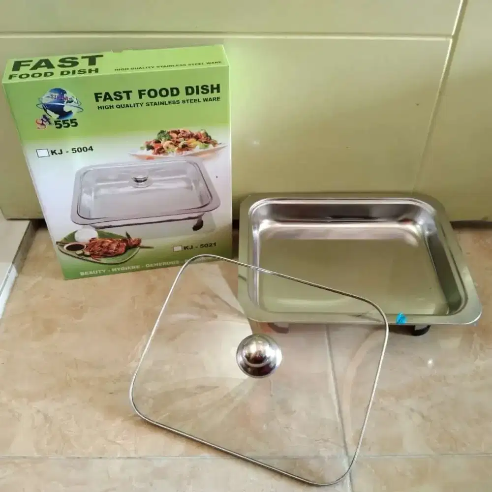 Fash Food Dish/ Wadah Saji Kotak Prasmanan Tutup Full Kaca