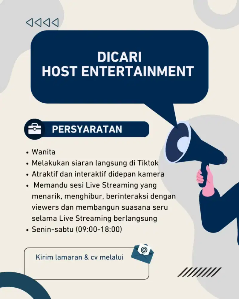 LOWONGAN KERJA HOST LIVE ENTERTAINMENT
