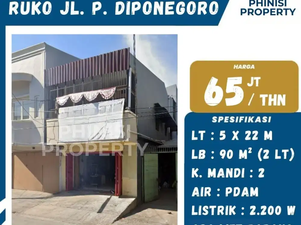 Disewakan Ruko Murah Jalan Diponegoro Tengah Kota