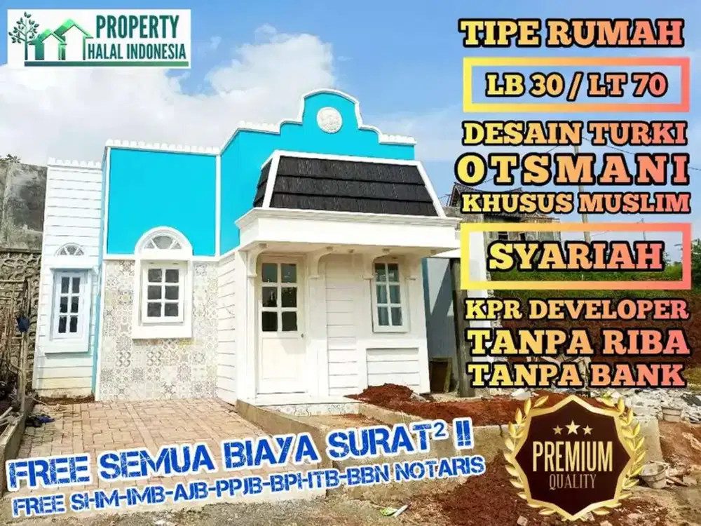 Rumah Desain Turki Otsmani LT. 70 m2 Khusus Muslim SHM IMB Dekat IPB