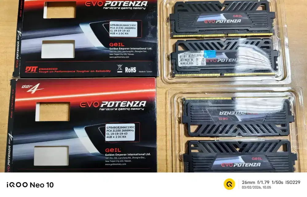 RAM DDR4 Geil Evopotenza 2666 MHz 4 GB RAM