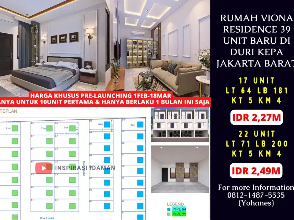 Rumah Viona Residence 39 Unit Baru di Duri Kepa Jakarta Barat