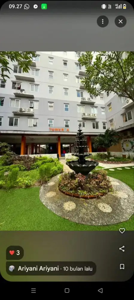 Dijual cepat BU 2br kosongan tower A view taman lobby