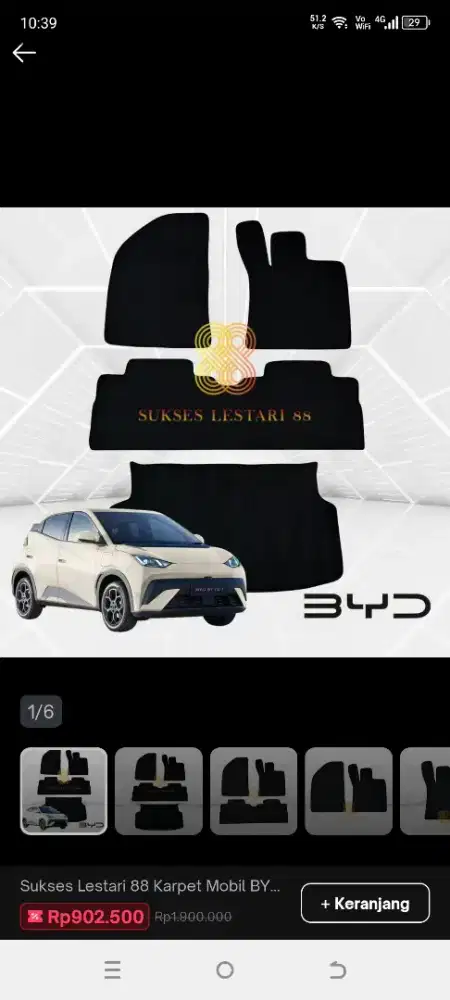 Karpet Dasar BYD Atto 1 authentic bawaan asli pabrik 1 set lengkap