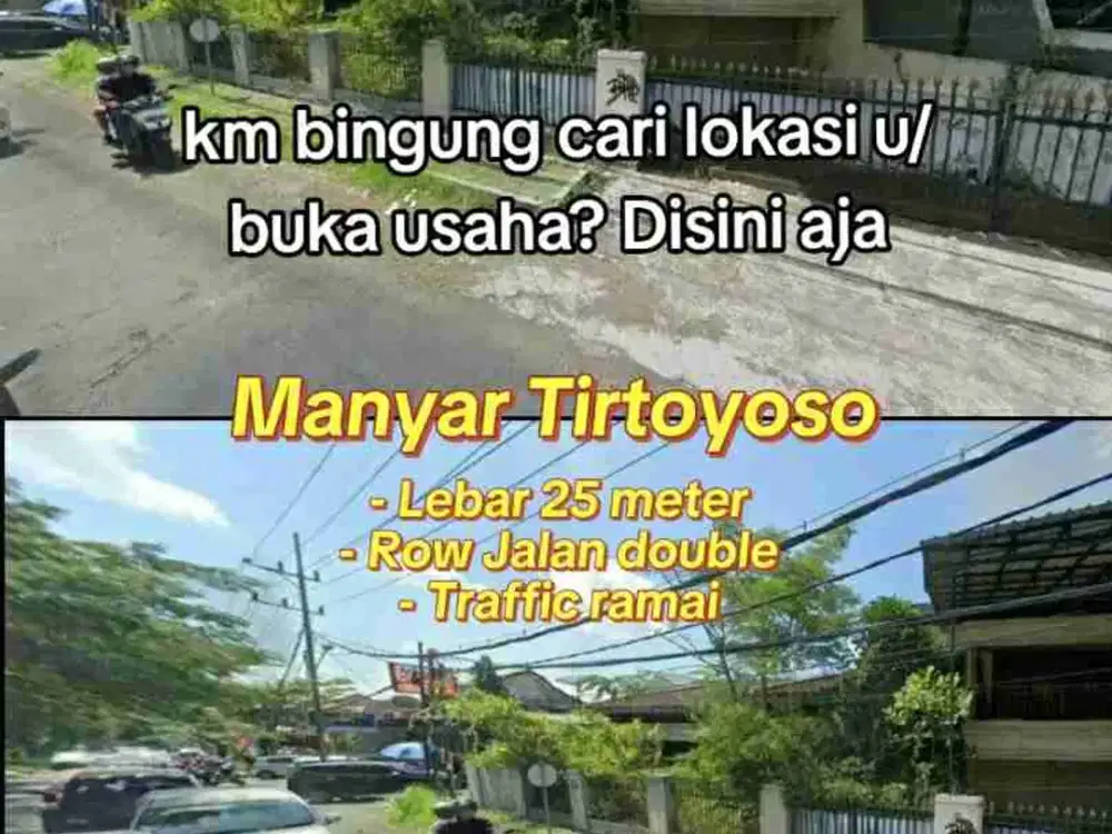 Dijual Cocok Komersial Manyar Tirtoyoso Lebar Rumah 25 Meter Double Way