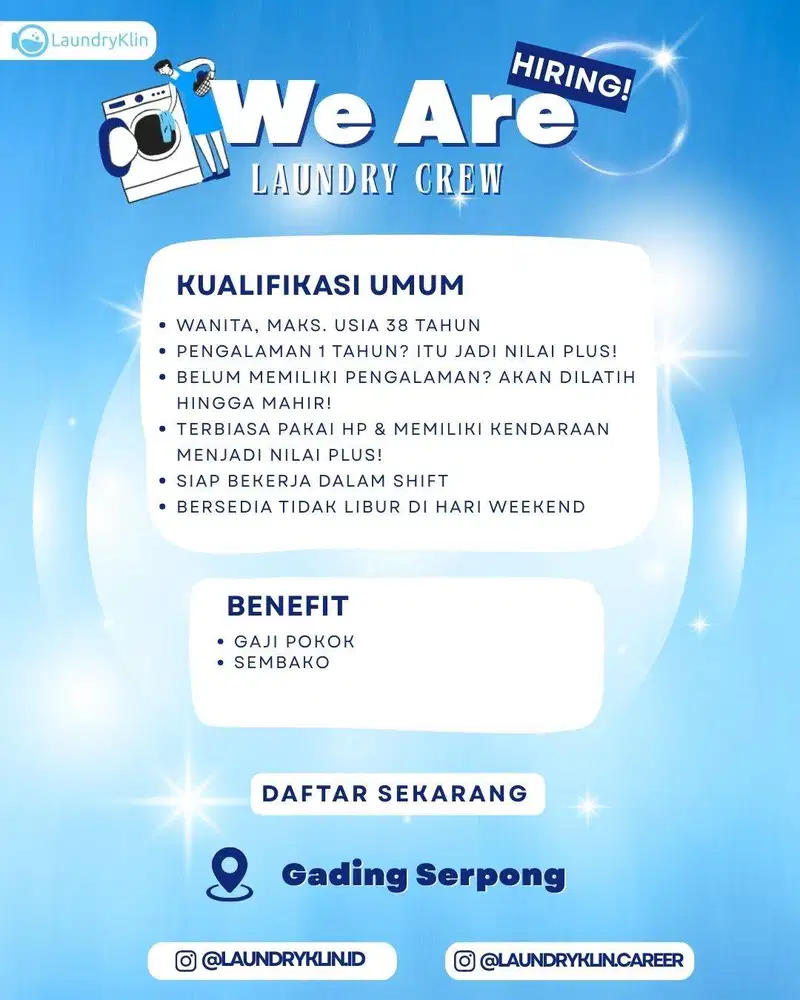 LOWONGAN KERJA KARYAWAN LAUNDRY