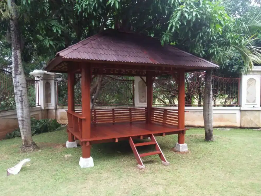 Saung Gazebo Murah Berkualitas / Gazebo Gelugu Kelapa dan Gazebo Bambu