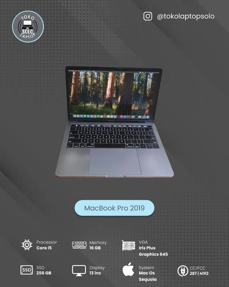MACBOOK PRO 2019 INTEL CORE I5 Ram 16GB SSD 256GB RETINA